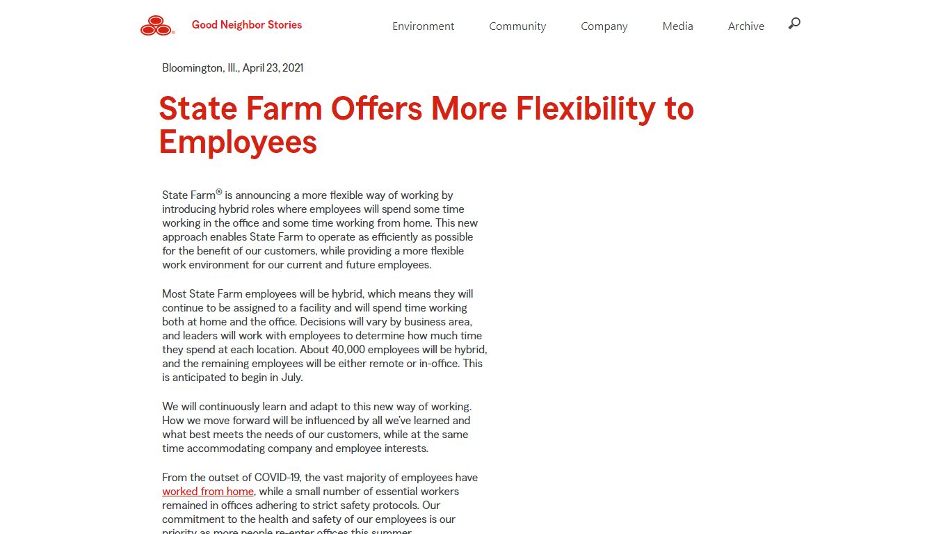 State Farm Offers More Flexibility to Employees